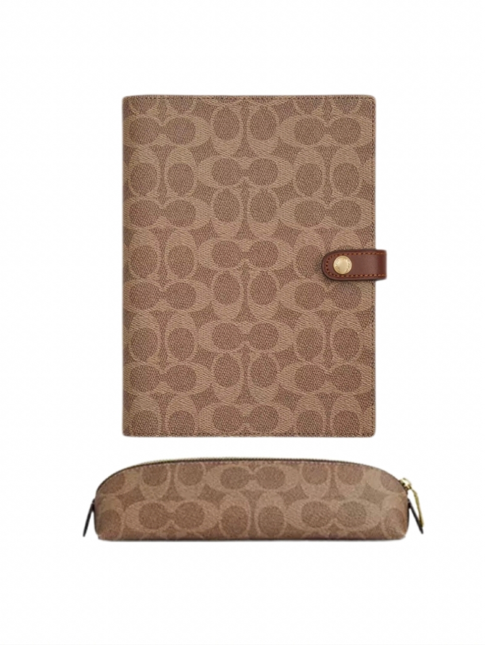 Coach Notebook & Pencil Case  Signature Monogram Brown-Tan